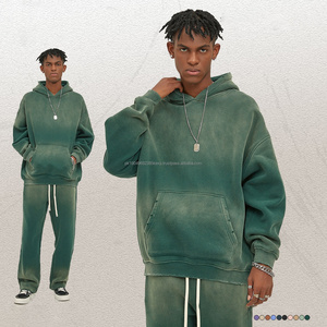 OEM 52% algodón 48% poliéster de gran tamaño en blanco Vintage desgastado piedra ácido lavado con capucha logotipo personalizado sudadera piedra lavado sudaderas con capucha - Product Image 2