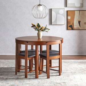 Modern Compact Round <b>Dining</b> Set Wooden <b>Space</b> <b>Saving</b> <b>Dining</b> <b>Table</b> Minimalist Apartment Furniture - Product Image 1