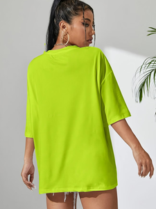Regular Neck T-Shirt Solid Color Casual Summer Blouse Regular Fit <b>Machine</b> Washable Breathable Eco-Friendly 100% Cotton - Product Image 3