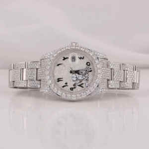 Reloj de Lujo para Mujer con Diamantes, Caja Redonda de Acero Inoxidable, Cuarzo Analógico, Esfera de 30 mm, Cristal de Zafiro, Cierre de Mariposa - Product Image 1