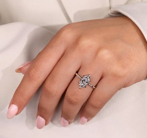 Bague de fiançailles et de mariage VBSR-169 demi-alliance en or 14K avec diamant de laboratoire certifié IGI, taille marquise, 3.03 carats, couleur E, pureté VS1 - Product Image 4