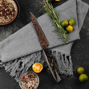 Cuchillo para verduras de cobre damasco de alta calidad con mango de madera liso para un corte limpio y la preparación de comidas - Product Image 2