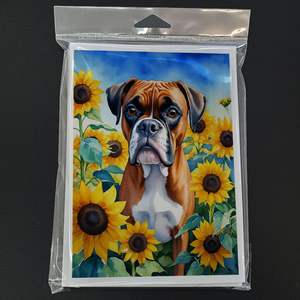 Boxer caprichoso en girasoles A7 tamaño 5x7 tarjetas de notas en blanco Paquete de 8 con sobres juego de tarjetas de felicitación - Product Image 3