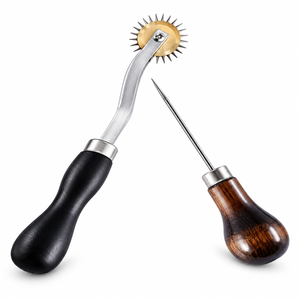 Ensemble de 2 outils de marquage pour tailleur : aiguille à coudre et roue de traçage à pointe, en acier inoxydable avec manche en bois et plastique, ZETOMEDPRO - Product Image 1