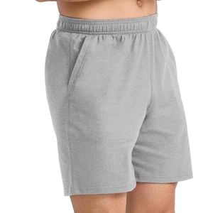 Shorts en coton gris pour homme, couleur unie, taille élastique, poches, style décontracté, respirant, longueur mi-cuisse - Product Image 2