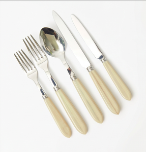 Classic Flatware Set With Bone Handle Mirror Polished Stainless Steel Cutlery For Wedding Tableware Dishwasher Safe - Product Image 1
