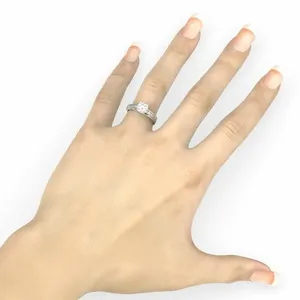 Moissanite Engagement <b>Ring</b> Round Cut <b>Solitaire</b> Split Shank <b>Silver</b> <b>Ring</b> Luxury Bridal Jewelry - Product Image 5