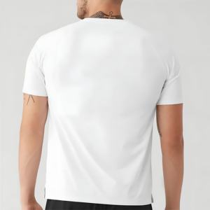 T-shirt de sport blanc pour homme, respirant, séchage rapide, entraînement de fitness, tee-shirt décontracté à manches courtes, vêtements de sport, logo personnalisé, vente en gros - Product Image 6