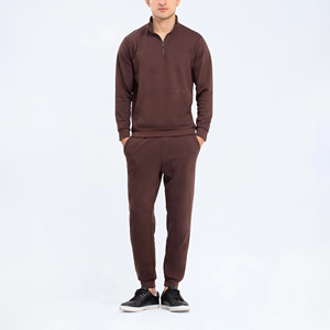 Half <b>zip</b> <b>up</b> standing collar Custom Fashion Men's Joggers Sweat Suits Hoodie and pant Sets Wholesale Unisex Tracksuit for Men - Product Image 1