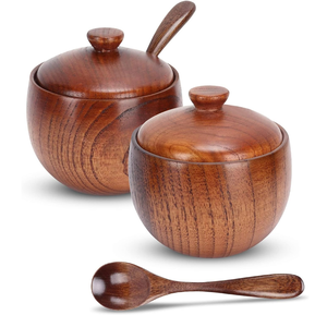 Pot à sucre et pot à crème en bois de luxe, artisanat personnalisé pour la salle à manger, la cuisine et la maison - Product Image 5