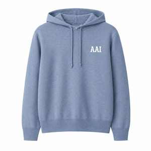 Hoodies en coton mélangé tricoté avec logo personnalisé de luxe, coupe oversize décontractée, épaules tombantes, couleur unie, fabrication OEM ODM - Product Image 1