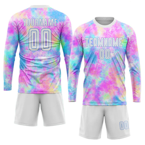Custom White-<b>light</b> Blue Heat-transfer Printing 100% Polyester V-<b>neck</b> Soccer Uniform Jersey Short Sleeve Upf 50 Quick Dry Adult - Product Image 2
