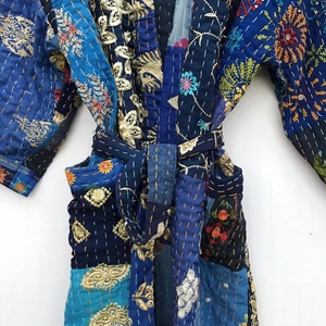 Nueva llegada Kantha Kimono bata chaqueta abrigo 100% algodón Patchwork bordado chaqueta abrigo para mujer - Product Image 5