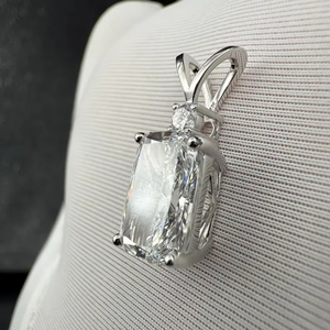 Pendentif solitaire en or avec diamant de laboratoire taille coussin 3 carats, certifié IGI, qualité VVS, bijou de mariée, cadeau d'anniversaire pour elle - Product Image 4