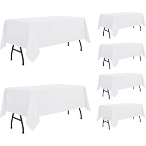Set di 6 Tovaglie Rettangolari Bianche in Poliestere 60 x 84 Pollici, Lavabili, Resistenti alle Macchie e alle Pieghe, Adatte per Tavoli da 4 Piedi - Product Image 3