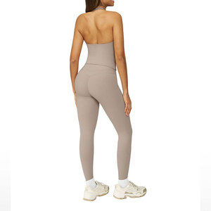 High Waist Yoga Set Sports Bra and Leggings Three Piece Seamless Spandex Breathable Elastic Waist Workout Wear for Women - Product Image 2