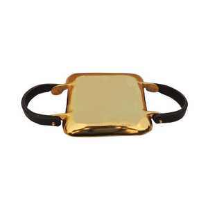 Bandeja Decorativa Moderna de Aluminio de Lujo, Forma Rectangular con Asas de Cuero Negro, Ligera, Portátil, Empaque Individual - Product Image 6
