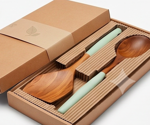 Juego de espátula y cuchara de madera con mangos de silicona color menta, diseño minimalista, apto para lavavajillas, utensilios para cocina y eventos. - Product Image 4