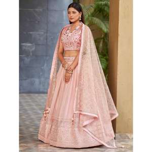 <b>Charming</b> Pink Sequins Georgette Lehenga Choli With Dupatta - Product Image 6