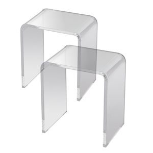 2 tavolini laterali a forma di C in lucite trasparente, tavolini in acrilico per bar e casa, per bevande, cibo e snack - per camera da letto e soggiorno - Product Image 1