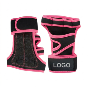 Neoprene Half <b>Finger</b> Fitness Gloves With Adjustable Wrist <b>Strap</b> Non Slip Grip For Gym Weight Lifting Unisex Black Pink - Product Image 2