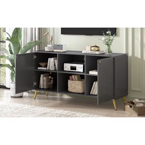 Mobile TV Moderno per TV da 55 Pollici con Ripiano Regolabile, Gambe in Metallo, Dispositivo Anti-ribaltamento e Design Elegante - Product Image 6