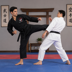 Uniforme d'entraînement de karaté noir de qualité supérieure pour adultes, résistant, avec ceinture noire - Product Image 6