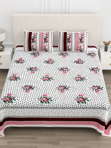 Juego de Ropa de Cama de Lujo, Diseño Floral Simple, Estampado a Mano, 100% Algodón, 300 Hilos, 1.8m, Juego de Sábanas y Fundas de Almohada para Toda Temporada - Product Image 3