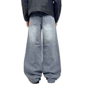 2026 Wholesale Custom own Design Straight Leg Denim Jeans Casual Streetwear Baggy Pants Unisex Oversized Loose Denim Jeans Pants - Product Image 4