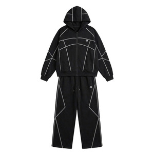 100% Cotton Custom Reverse <b>Sewing</b> Design Oversized Hoodies Jogger <b>Sets</b> Manufacturer Premium Zip Up Casual Streetwear OEM Bulk - Product Image 3
