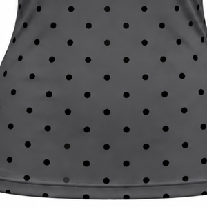T-shirt à manches courtes pour femme, gris foncé à pois, col montant, coupe ajustée, imprimé, extensible, décontracté, mode estivale, vente en gros - Product Image 6