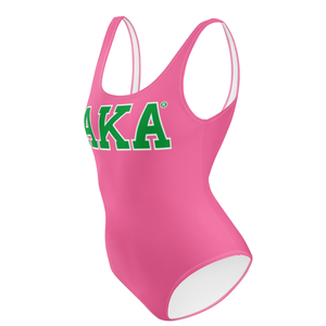 Traje de baño de una pieza AKA con estampado de letras en rosa y verde, traje de baño elegante para mujer, ropa de playa a la moda, traje de baño para verano - Product Image 3