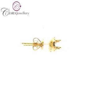 Boucles d'oreilles clous halo en or blanc rose 18 carats AU750 avec diamant naturel 0,18 carat, finition polie, cadeau pour femme pour mariage, fiançailles ou soirée - Product Image 4