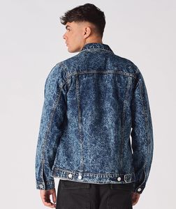 Men's Denim Jacket Light Blue Washed Cotton Casual Turn-<b>down</b> Collar Regular Sleeve Spring Style Frayed Detail - Product Image 2