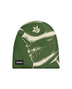 Gorro de Invierno Unisex con Estampado de Calavera en Blanco y Negro, Estilo Urbano, 56-58CM, Tejido por Computadora con Impresión por Sublimación - Product Image 3