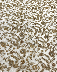 Fournisseur en gros de tissus en soie brodés de perles, Fabricant de tissus en soie brodés de perles en Inde, Tissu en soie brodé avec des perles F - Product Image 1