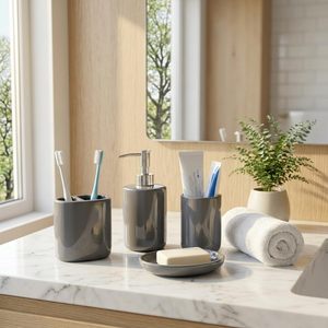 Hot Selling Gray Marble <b>Bathroom</b> <b>Accessories</b> <b>Set</b> with Stainless Steel Pump Use For Home and Restaurant - Product Image 5