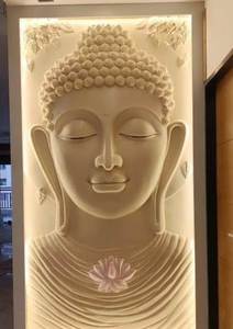 Sculpture murale Bouddha en acrylique 3D avec rétroéclairage, design moderne, décoration zen asiatique pour la maison, salle à manger, parc, art rectangulaire, portrait - Product Image 4