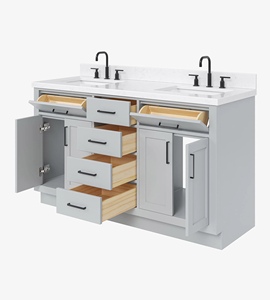 Meuble sous-vasque double pour salle de bain Timothy de 60 pouces, vente en gros, 9 options de finition, fabricant OEM Vietnamien - Product Image 4