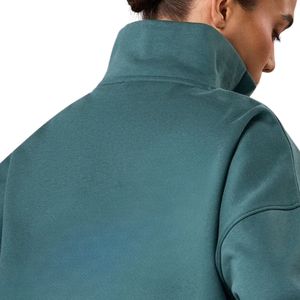 Sweat-shirt à col zippé 1/4 bleu pétrole pour femme, coupe oversize, manches longues, style streetwear décontracté, confort quotidien - Product Image 4