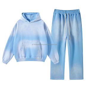 Conjunto de sudaderas con capucha y pantalones de chándal de gran tamaño para hombre con estampado Digital de serigrafía bordado personalizado - Product Image 2