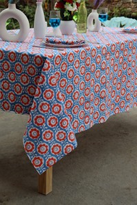 Indian Modern Handmade Premium Quality Customizable Cotton Floral Washed Printed Square Boh Creation <b>Tablecloth</b> for Home Hotel - Product Image 6