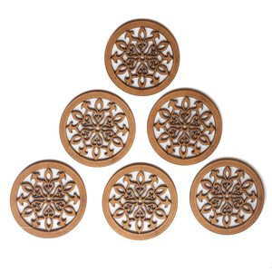 Custom Logo Laser Engraved Bohemian Design Wood <b>Coaster</b> Set Holder Non-Toxic Handmade <b>Drink</b> <b>Coasters</b> for Bar Coffee Table Decor - Product Image 3