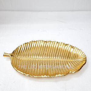 Plateaux décoratifs en acier inoxydable avec base en bois, finition polie brillante, lot de 2, style élégant, très demandés, qualité supérieure - Product Image 3