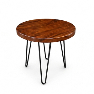 Modern Round Wood <b>Coffee</b> <b>Table</b> <b>Set</b> with Hairpin Legs Walnut Finish Living Room Furniture Midcentury Design Durable <b>Nesting</b> <b>Table</b> - Product Image 2