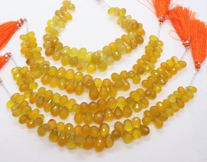 Cuentas de Calcio Amarillo Natural Facetadas en Forma de Lágrima, Tamaño 6x9-9x12MM, Cuentas de Gema Amarilla en Forma de Gota para Fabricación de Joyería, Suministros a Granel de 7 Pulgadas - Product Image 1