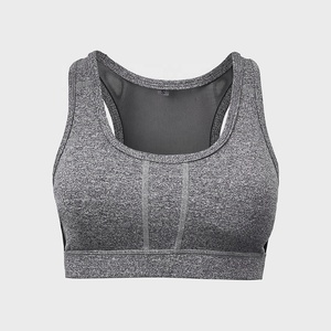 Gray Lightweight Simple High for Sports Bra Racerback Full Coverage <b>Mesh</b> Panel Workout Gym <b>Top</b> for Yoga Running Fitness - Product Image 5