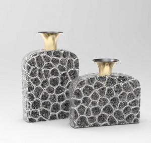 Vantage Modern Luxury <b>Set</b> of 2 Metal With Nickel Antique Flower Vase Unique Style Fancy for Home Decoration and <b>Weeding</b> Decor - Product Image 2