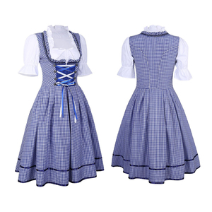 Robe Dirndl décontractée personnalisée, imprimée, lavable et respirante pour femme, broderie allemande Oktoberfest, unie, longueur genou, demi-manches - Product Image 1