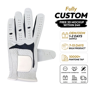 White Sports Golf <b>Glove</b> with Dark Insert Breathable <b>Moisture</b> Wicking Non-Slip Lightweight Cabretta Leather Left <b>Hand</b> Unisex - Product Image 1